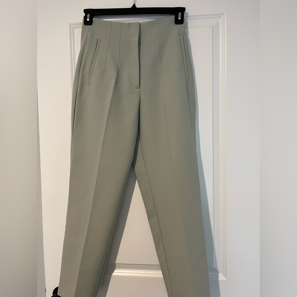 Zara light mint sage green high waisted trousers